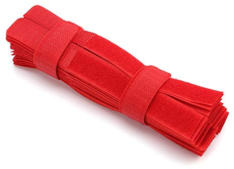 Dilwe Reusable Cable Straps, 50pcs Fastening Cable Ties for Tablet PC DVD TV, Nylon, Hook+Loop, Red