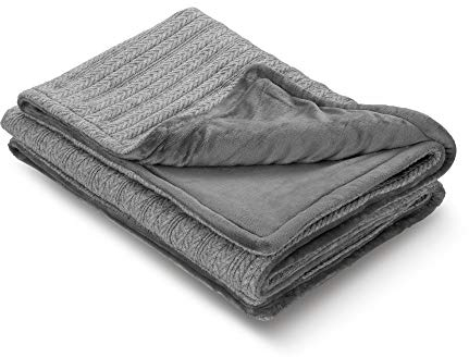 medisana HB 680 Kuschelheizdecke, Kuscheldecke im Strickmuster mit Abschaltautomatik, waschbar, Grau, 3 Temperaturstufen 160 x 120 cm, 2-farbig Wendeoptik