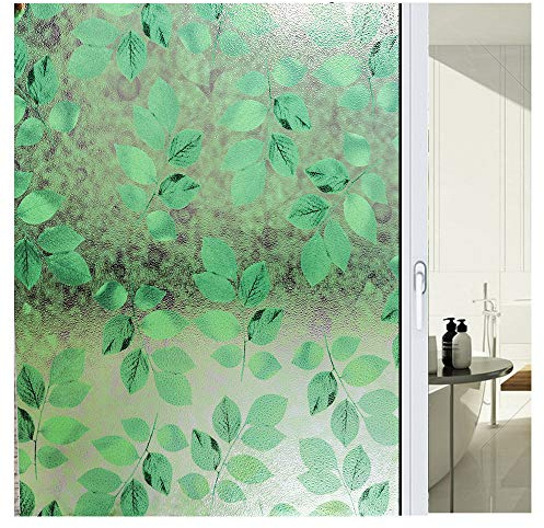 LAVOUP Window Film Privacy Stained Static Cling Glass Film 3D Decorative Colorful Glass Window Sticker Heat Control Anti UV for Bathroom Kids Room Sliding Door 17.5 * 78.7 Inch (44.5 * 200 cm)