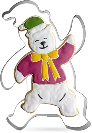 Tasty XXL Cookie Cutter, Dancing Bear Shape, for Cute, Fun and Unique Cookie Creation and Baking in Classic Glossy Silver, Dimensions: 12x18x2.5cm, Colour: Glossy Silver | Cookie Creation and Baking in Classic Glossy Silver, Dimensions: 12x18x2.5cm, Colour: Glossy Silver