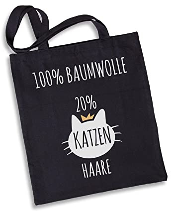 Tassenbrennerei Katzen Baumwolltasche mit Spruch 100% Baumwolle 20% Katzenhaare - Einkaufstasche lustig Geschenk für Katzenliebhaber