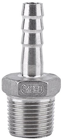 BORDSTRACT Accesorios de espiga para manguera SS304 Rosca macho acero inoxidable Conector cola manguera espiga BSP 1/8~3/4 para conectar tubería de aire, tubería de combustible, tubería (3/8×8mm)