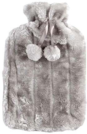 Hot Water Bottle | Cover Only | Thick Soft Fluffy Cover for 2L Hot Water Bag for Hot and Cold Compress Hand Feet Warmer Neck and Shoulder Pain Relief Extra Thick (Gray)