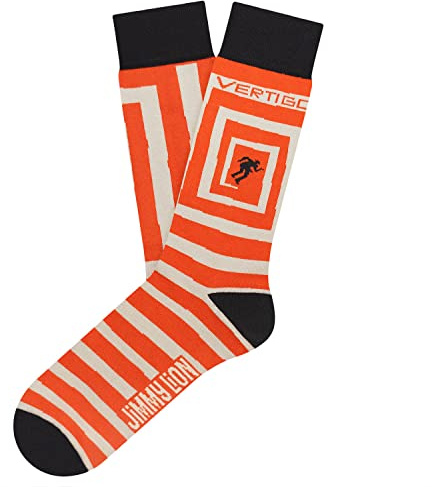 Jimmy Lion Calcetines color Naranja con estampados de Hitchcock Vertigo, fabricados en algodón peinado de primera calidad. Talla 36-40 en media caña. ¡Camina con estilo!