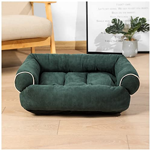 MISSMAO Hundebett Ergonomisches Hundesofa - Superweich Welpenbett Katzenbett für Drinnen und Draußen, Haustierbett für Kleine und Mittlere Hunde und Katzen,Grün,S(45x35x18cm)