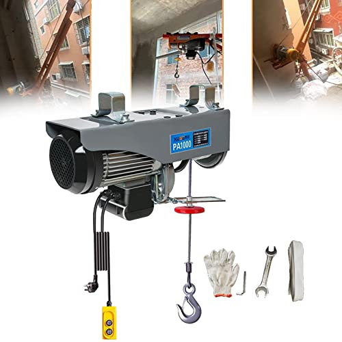 URJWAN Mini Palan de Levage Électrique, Petite Grue Domestique 220 V, Treuil Électrique avec Télécommande et Frein Automatique, Élévateur à Câble Électrique Intérieur 510 W,120KG/20M