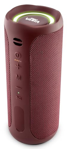 Vieta Pro Altavoz Bluetooth Potente, Resistente al Agua, 10H de Batería, Micrófono. Altavoz Portátil Grande True Wireless, Aux In, USB, Asistente de Voz y Sistema de Luces | #Party Burdeos