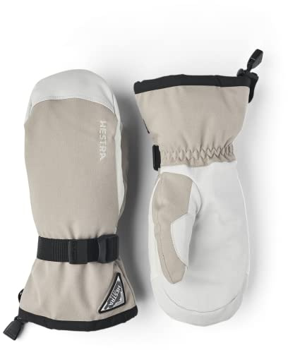 Hestra Unisex Powder Gauntlet Mitt, Windproof, Leather Everyday Winter Wear, Alpine Skiing Mitten for Men & Women - Beige - 8