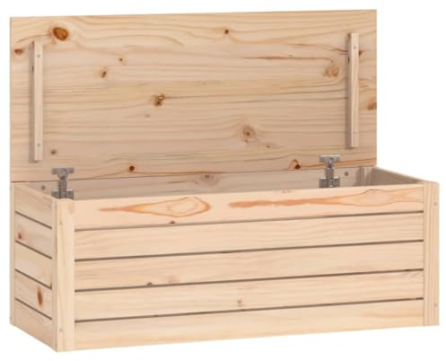 vidaXL Truhe, Aufbewahrungsbox mit viel Stauraum, Aufbewahrungstruhe mit Deckel, Werkzeugkasten Holzbox Holztruhe, Massivholz Kiefer