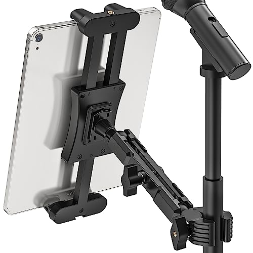 Jubor Support de Tablette et Téléphone avec Microphone Pivotant à 360° pour iPad et Autres Appareils 4.7-13.5 Pouces