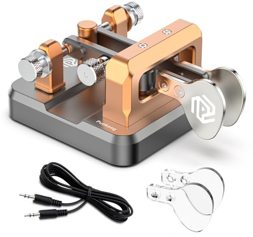 Putikeeg Pulsante CW Morse, Telegrafen per Radio Amatoriale, Macchina Codice Morse, Tastiera Telegramma, Trasmettitore, Tasti Doppia Leva (Grigio-Oro)