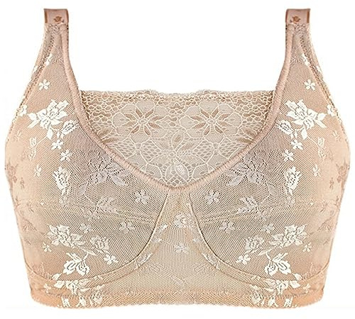Cotton Mastectomy Bra Bandeau Women Post Surgical Care Bralettes Tube Top With Prosthesis Bags Nursing Sports Underwear (Color : Skin, Size : 46/105C)