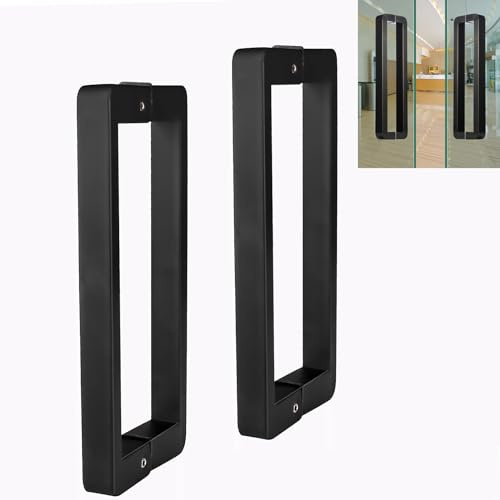 Cokritsm Duschtür Griff 200mm Loch zu Loch Glastürgriff, Dusche Türknopf Rund Grifff, Schwarz Duschtürgriff Edelstahl Griff für Duschtür Glastüren Schiebetür 2pack