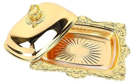 Beurrier Vintage Avec Couvercle, Assiette à Beurre Rectangulaire En Métal, Plat à Fromage, Plateau à Dessert, Bol, Assiette De Service à Beurre Décorative Vintage Européenne Avec Couvercle, Récipient