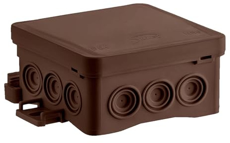 SIMET Anschlussdose FASTBOX&HOOK, halogenfrei, selbstverlöschend, UV-beständig, IP54, mit Einhängemöglichkeit HNS (brown 85 x 85 x 40 mm, 1 Stück)