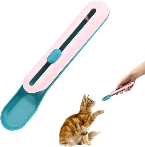 EHOTER Cat Strip Squeeze Spoon Lickable Cat Treat Spoon Cat Wet Treats Dispenser Spoon Easy Food Feeding Spoon for Dogs and Cats Cat Strip Feeder with Long Handle (D-Pink)