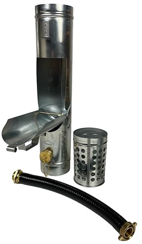 SÜDMETALL - 3in1 Zink Regenwassersammler & Laubsammler 80 mm Komplettsystem - Extrem hoher Wasserertrag ca. 95% - Kombination für Fallrohr/Ablaufrohr aus Wassersammler, Regenrohrklappe & Laubfänger