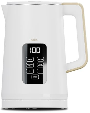 1.7L White 3000W Rapid Boil Digital Kettle with Temperature Control, Cordless Design Variable Temperature, Quiet & Fast Boil Kettle, BPA-Free Electric Kettle with Filter, LED Display & Auto Shut-Off