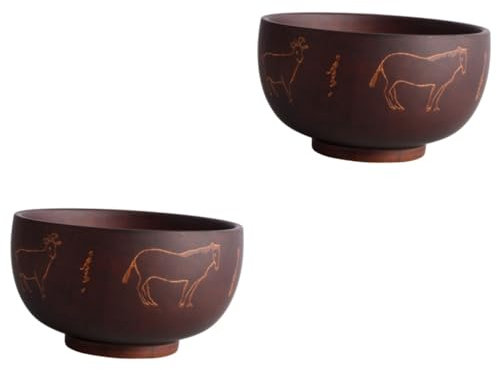 PRETYZOOM 2 Pz Ciotola in Legno Intagliato Cucina cucine Dulac Scodella per Noodle fruttiera Ciotola zuppa Contenitore di Cibo zuppiera insalatiera in Stile di Legno