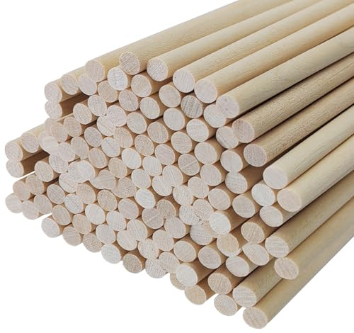 100 Stück Holzstäbe rund natur Holzstäbe, Holzstäbchen,Holzstange,Rundhölzer Glatt, Rundstab Glatt, Holzstock aus Massiv-Holz, Bastelstäbe, Holz Stäbe für DIY Handwerkm, Zuckerwatte Stäbe (30cmX5mm)