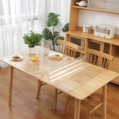 Eralove Pellicola da tavolo trasparente da 2 mm, con angoli arrotondati, 90 | Tovaglia in PVC trasparente, inodore, impermeabile, robusta, facile da pulire, protezione per mobili, cucina, sala da pranzo