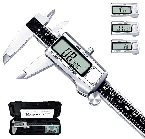 Kynup Calibro a corsoio digitale, 150 mm, calibro scorrevole digitale, in acciaio inox, elettronica, strumenti di misurazione digitale, display LCD per uso domestico e industriale, nero