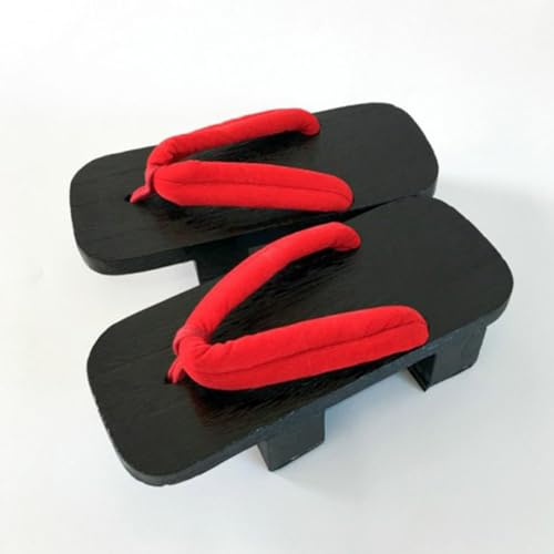Sommarpar Flip flops Två tandade träskor Tofflor,Män Japanska traditionella träskor Geta sandaler,Japanska traditionella Geta skor(Size:EU 42,Color:Röd+B)