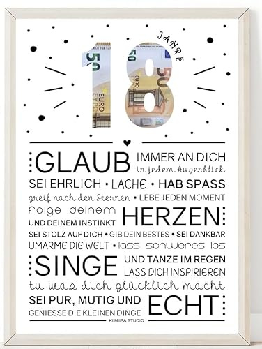 kiimiipa 18.Geburtstag Mädchen Junge,18.Geburtstag Geldgeschenk,Geschenke Zum 18 Geburtstag Mädchen Junge,Bilderrahmen für 18 Geburtstag Deko Geldgeschenke (Style 4)