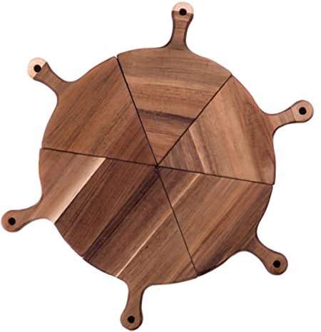 UTHCLO 6pezzi Vassoio per Pizza in Legno da Piatto per Cibo Occidentale Vassoio per Servire Alimenti Design Divisorio per Uso