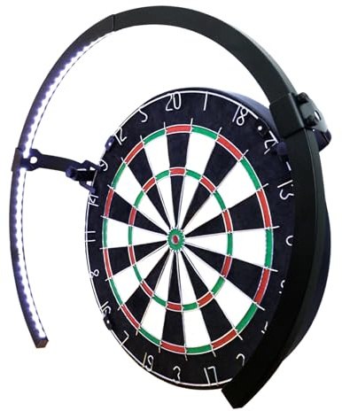 Luce Professionale per Bersaglio Freccette 260° con Controllo Touch | Illuminatore per Freccette con Regolazione Touch | Illuminazione da Torneo Anti-Abbagliamento e Senza Ombre | Staffa in Acciaio