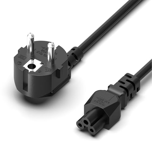 Mezelon 1.5m Cable de Alimentación Enchufe Tipo F(CEE 7/4)90° en Ángulo IEC C5 Enchufe 2,5 - Compatible con Cargadores Ninebot MAX G30, G30D, G30D2, F65D - TV Laptop Notebook Cable Corriente Universal