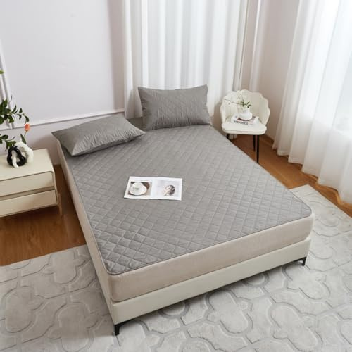 Hearda Coprimaterasso Impermeabile Traversa Letto Lavabile Assorbente per Incontinenza Anziani Bambini, Coprimaterasso Singolo Matrimoniale con 4 Angoli Elasticizzati (Grigio Chiaro,100x200cm)
