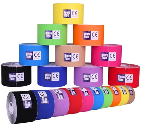 NeuroTape Cinta Kinesiológica Elástica | Venda Neuromuscular Hipoalergénica 100% Algodón | Resistente al Agua, Transpirable y Adhesiva para Fisioterapia y Recuperación Muscular | 5cm x 6m | Rojo