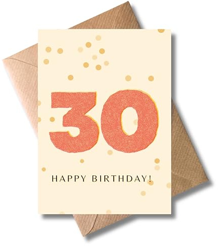 WBdesignz Geburtstagskarte Happy Birthday 30 mit Umschlag - moderne Glückwunschkarte zum runden dreißigsten Geburtstag - für Männer, Frauen, Familie, Kollegen und Freunde (DIN A6)