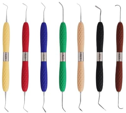 Spatole for resina dentale, riempitivo in resina, kit for restauro estetico, manico in silicone for coltello in resina, comò in plastica, strumento odontoiatrico(7pcs CT1-CT7)