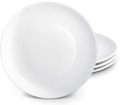 Ceramic Dinner Plates, Set of 4, 10 Inch, White, Round | Klar Magnetisch Doppelseitig Fotorahmen, Klar Acryl Bilderrahmen, Fotorahmen for Familienfotos Hochzeitsfotos