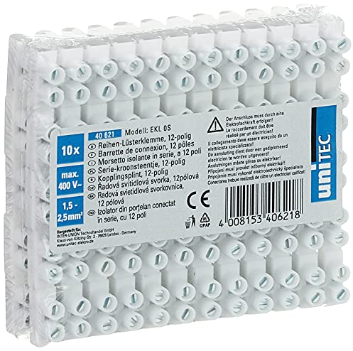 Unitec, 40621, Morsettiera, 12 x 1,5-2,5 mm, 10 pezzi