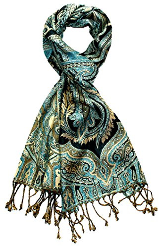 Lorenzo Cana Eleganter Herren Markenschal Schaltuch Naturfaser mit opulenten Paisley Muster in harmonischen Farben mit Fransen 35 x 160 cm