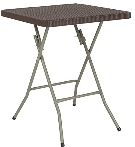 Flash Furniture Klapptisch aus Rattan, quadratisch, 4 m, Braun