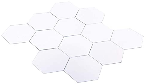 Miroir Stickers Muraux, 12 PCS Hexagone Miroir Art DIY Maison Décoratif Hexagonal Acrylique Miroir Feuille Murale En Plastique Miroir Carreaux pour La Maison Salon Chambre Canapé TV Fond Sticker Mural