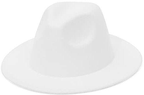 EOZY Fedora Hut Herren Damen Filzhut Breite Krempe Panama Hut Retro Jazz Hut Weiß M