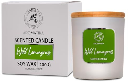 Bougie Parfumée Citronnelle Sauvage - Bougie de Cire de Soja - Bougie Huiles Essentielles - Bougie Aromathérapie Luxe - Jusqu'à 45 Heures de Combustion - Bougie Parfumée en Jarre