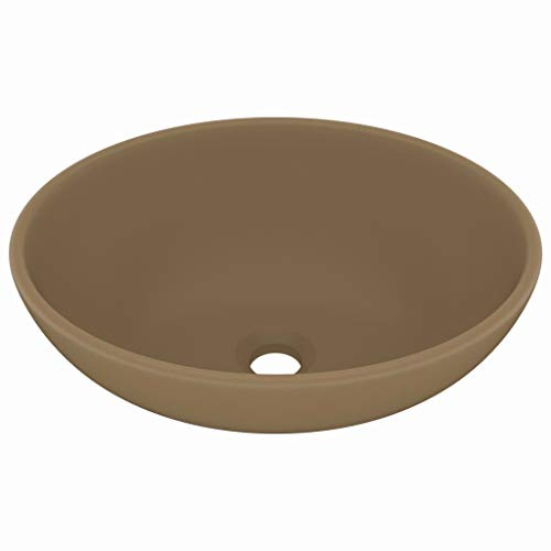 vidaXL Luxuriöses Ovales Waschbecken Matt Creme 40x33 cm Keramik