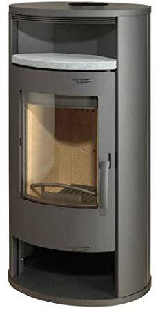 Thermia Olympus V1 Kaminofen Stahl gussgrau 7KW Energieffizienzklasse A+ Schwedenofen 150mm Abgasrohrstutzen oben Teefach Stein Holzfach Holzofen