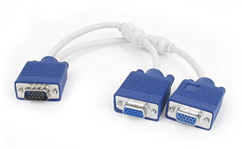 Ruilogod VGA 15 PIN Macho a doble VGA Female Splitter Cable Adaptador 12 Longitud