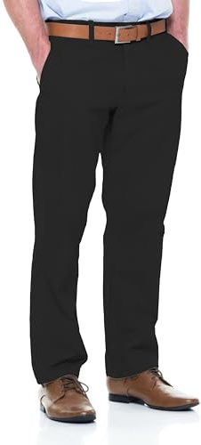 Mega_Jumble Men's Smart Rugby Trousers Full Elasticated Stretch Waist Band Casual Workwear Bottoms Straight Leg Formal Office Work Bottom Pants