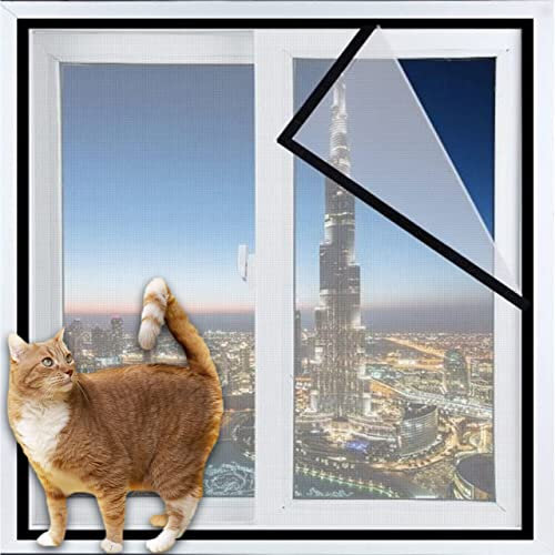 DG Catiee Fensterschutznetz für Katzen, Sicherheitsfensterschutz, Fliegengitter Anti-Mücken-Insekten, Katzen, Balkonnetz, reißfestes Fensternetz (130 x 200 cm, weißes Netz)