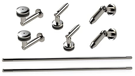 METALUSTIC Beschlagsatz für Glasvordach | Satz mit drei Konsolen | Glasvordachmontage | Beschlagsatz | Befestigung des Glasvordachs | 50 mm Typ1 + Typ 2 + Typ 2 | Glas 10-22 mm | Doppelt