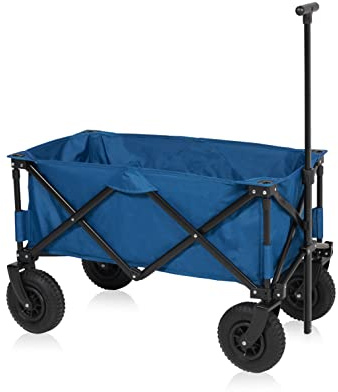 Campart HC-0414 – vikbar rullvagn Rochelle – pneumatiska däck – 103 L – upp till 70 kg – med förvaringsväska – blå