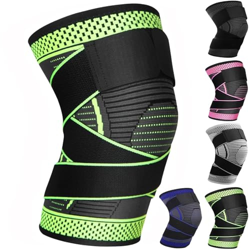 Ruilala Rodilleras Menisco y Ligamento Ajustable Rodillera Estabilizadora 1 Pieza Rodilleras Deportivas Para Hombres y Mujeres Para de Menisco, Tendinitis, Correr, Baloncesto (Verde, L)